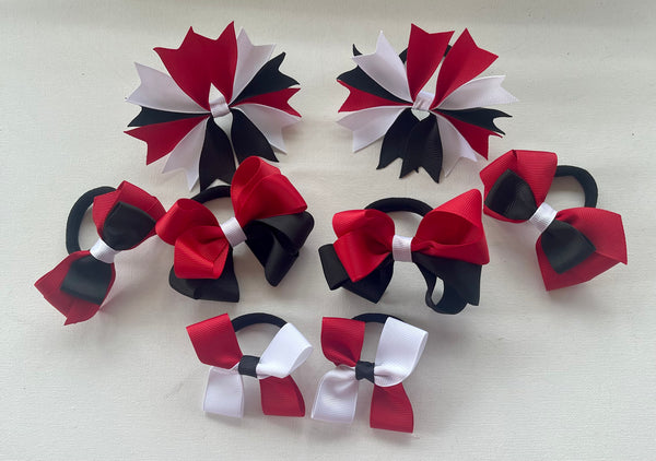 Red, black and white school Hair Accessories Pack