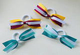 School Hair Accessories -custom made, any colour combination needed- Ribbon Bow Pair Hair Ties or Clips