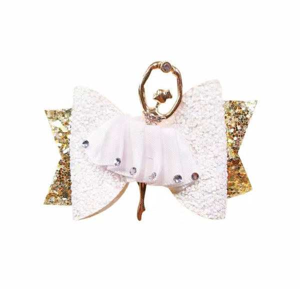 White Ballerina Hair Bow Clip