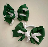 School Hair Accessories - custom made, choose colours needed- Pair of Bow Korker Hair Ties or Clips