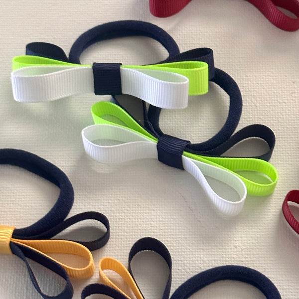 School Hair Accessories -custom made, choose colours needed- Pigtail Ribbon Bow Pair
