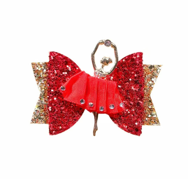 Red Ballerina Hair Bow Clip