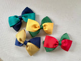 School Hair Accessories - custom made, choose colours needed- 2 colour Bow Clip or Hair Tie
