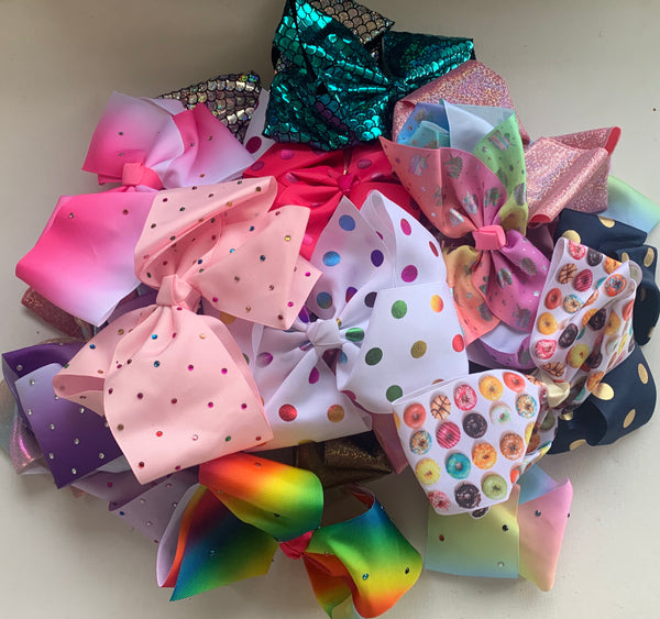 Mystery Pack of 5 Large 6-8 inch Ribbon Bow Clips
