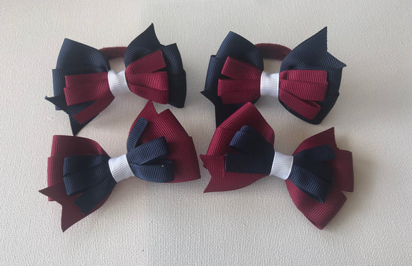 School Hair Accessories, choose colours Pinwheel Loopy Bow Hair Tie, Headband or Clip