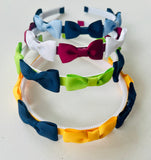 School Hair Accessories - custom made, choose colours needed- Ribbon Lined Mini Bows Headband
