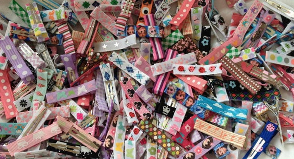 Mystery Pack of 15 Clippies, Fringe Clips - characters, patterns, prints