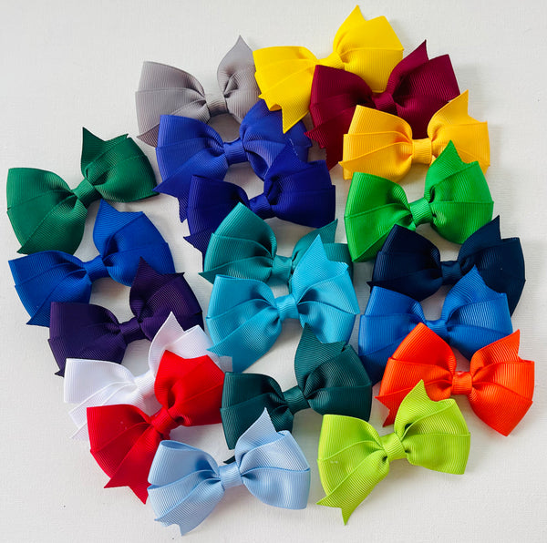 School Hair Accessories custom made, you choose colours, Pinwheel Bow Hair Ties, Headbands or Clips