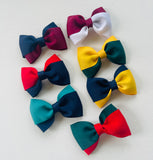 School Hair Accessories- custom made, choose colours needed- 2 Colour Bow Hair Tie, Clip or Headband
