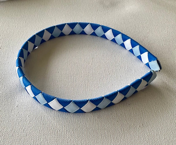 1.5cm wide woven headband royal blue, bluebird and white