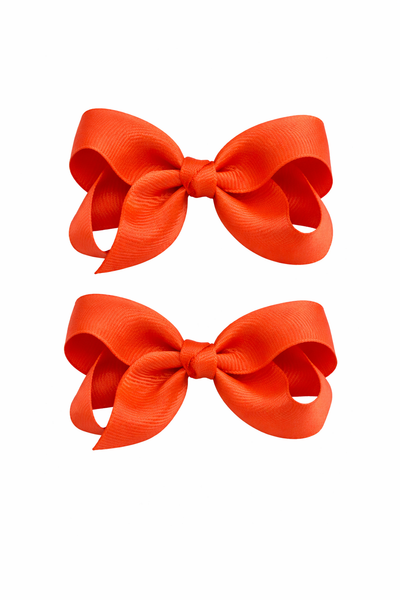 Torrid Orange 3 inch pair bow clips School Hair Accessories