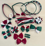 Hunter Green, maroon and white School Hair Accessories Pack