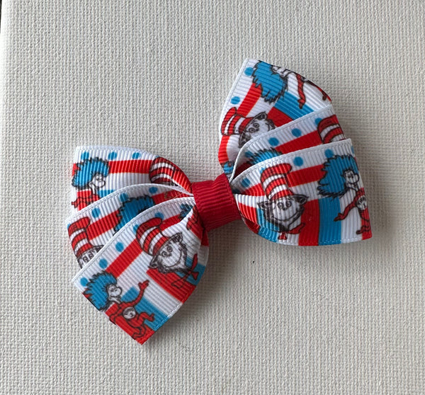 Cat and The Hat Hair Bow Clip