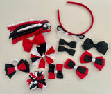 Red, black and white School Hair Accessories Pack