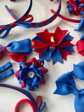 Royal blue and red School Hair Accessories Pack