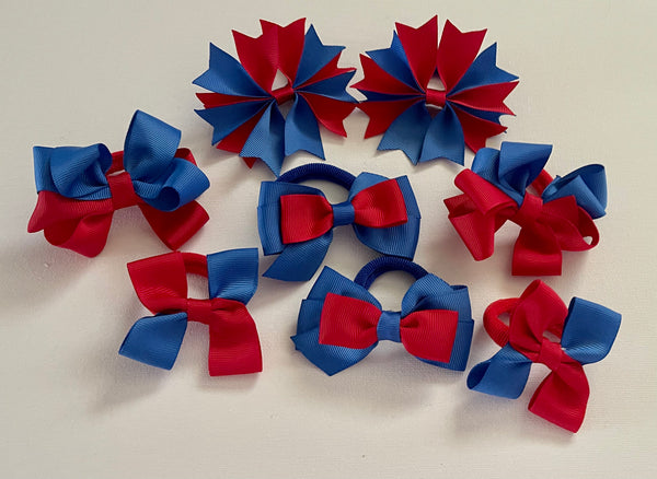 Royal blue and red school Hair Accessories Pack