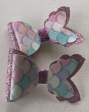 Mermaid Tail Pink Glitter Bow Clip