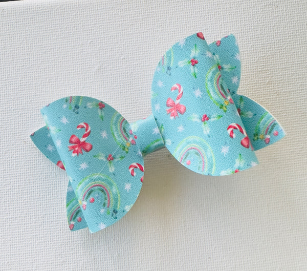 Turquoise Christmas Rainbow Bow