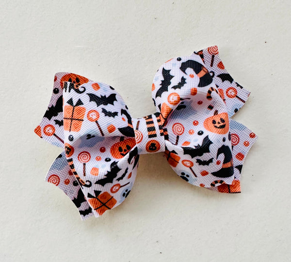 Halloween Bats and Candy Large Hair Bow Clip