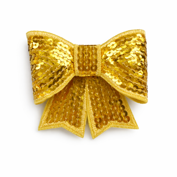 Yellow Sequin 3 inch Bow Clip