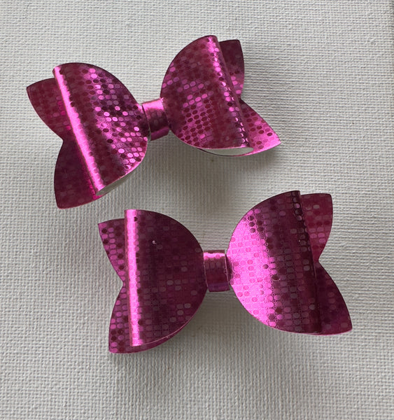Hot Pink Pigtail Bow Pair