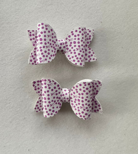 Pigtail pair Christmas Purple x and o’s Mini Bows