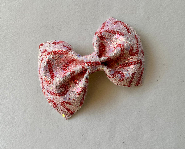 Christmas Pink Candy Cane Bow