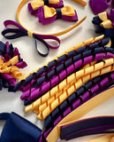 Violet Purple, navy and yellow gold School Hair Accessories Pack
