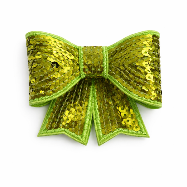 Green Sequin 3 inch Bow Clip