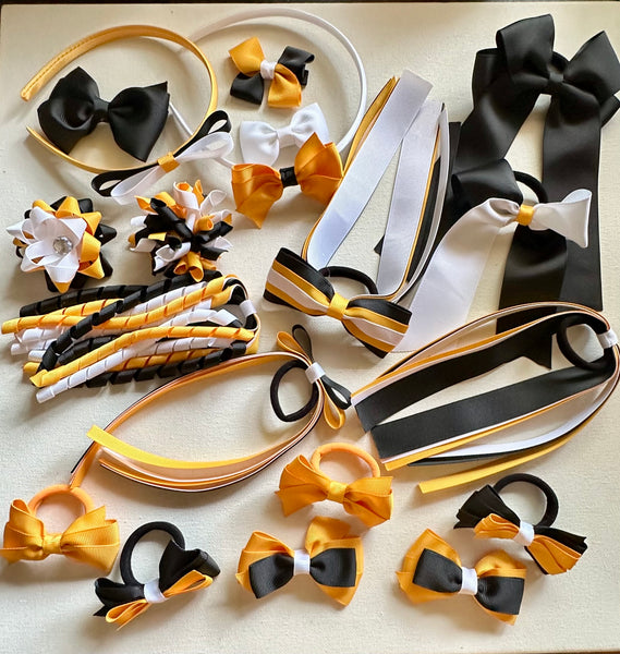 Dandelion (Gold Yellow) Black and White School Hair Accessories Pack