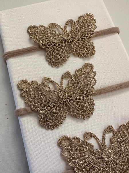 Gold Lace Butterfly Headband
