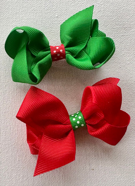 Christmas Red and Green Bow Set