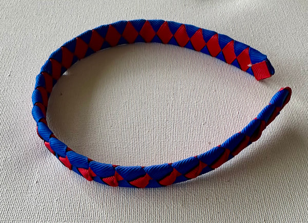 1.5cm wide woven headband electric blue and red