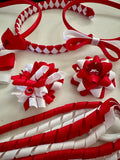 Red and white School Hair Accessories Pack