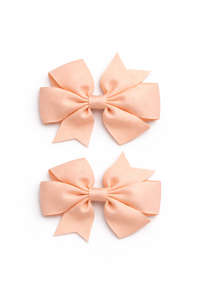 Peach 3 inch pair Pinwheel bow clips School Hair Accessories