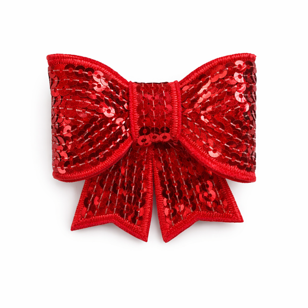 Red Sequin 3 inch Bow Clip