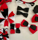 Red, black and white School Hair Accessories Pack