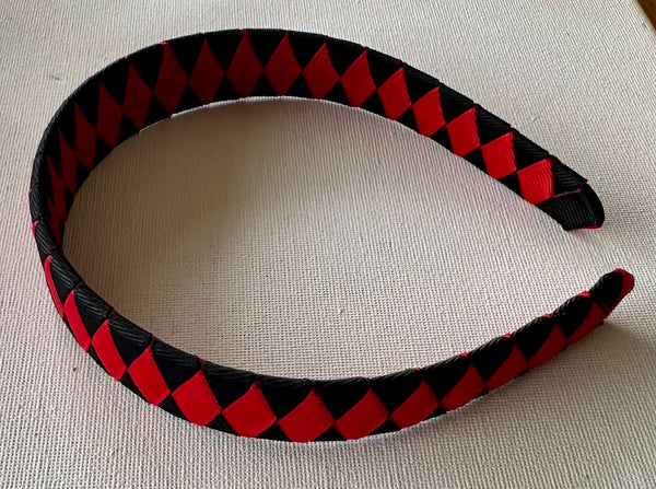 2.5cm wide woven headband red and black