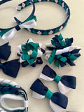 Navy, Jade and White School Hair Accessories Pack