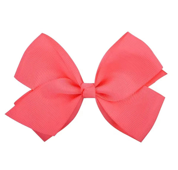 Coral Rose 4.5 Inch Bow Hair Clip School Hair Accessories