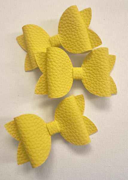 Yellow Faux Leather School Bow Hair Clip School Hair Accessories