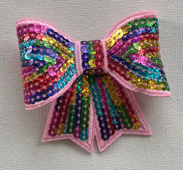 Rainbow Sequin 3 inch Bow Clip