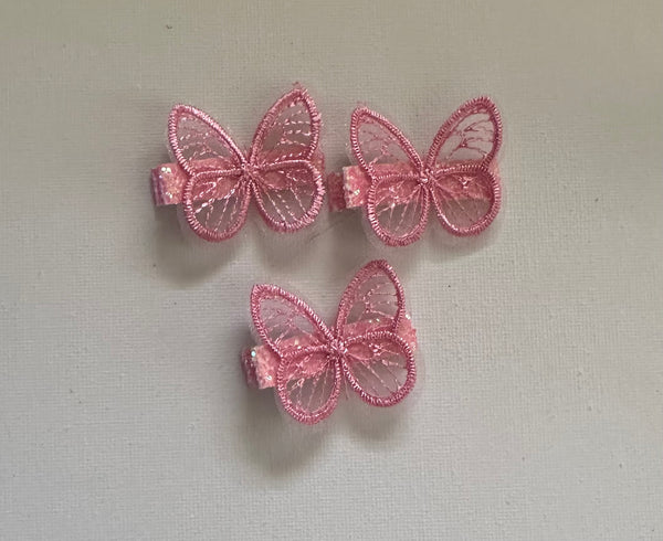 Pink Glitter Butterfly Hair Clip