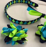 Navy, turquoise and lime School Hair Accessories Pack