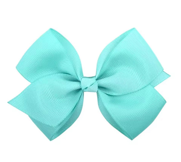 Aqua 4.5 Inch Bow Hair Clip School Hair Accessories