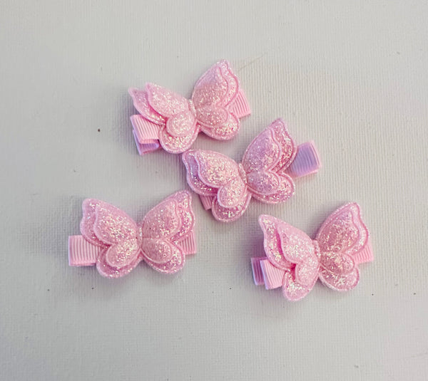 Pink Shimmer Butterfly Hair Clip