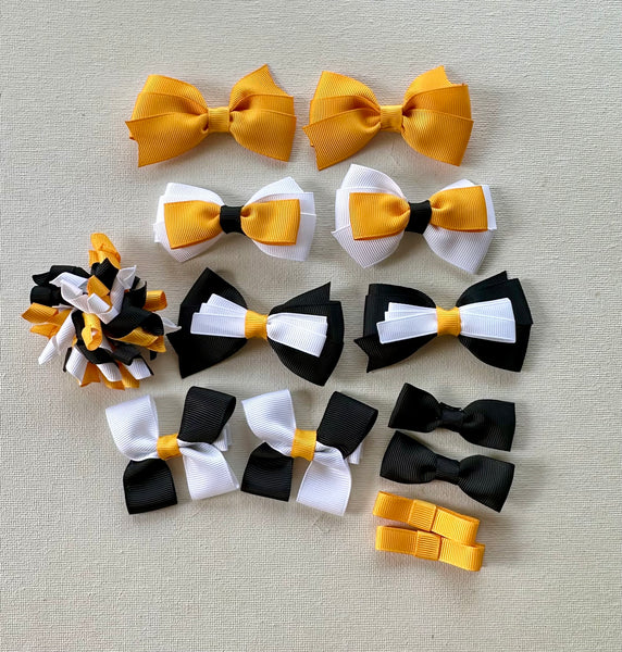 Dandelion (gold yellow) black and white school hair accessories