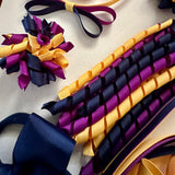 Violet Purple, navy and yellow gold School Hair Accessories Pack