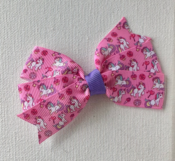 Unicorn pink Hair Bow Clip