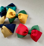 School Hair Accessories - custom made, choose colours needed- 2 colour Bow Clip or Hair Tie